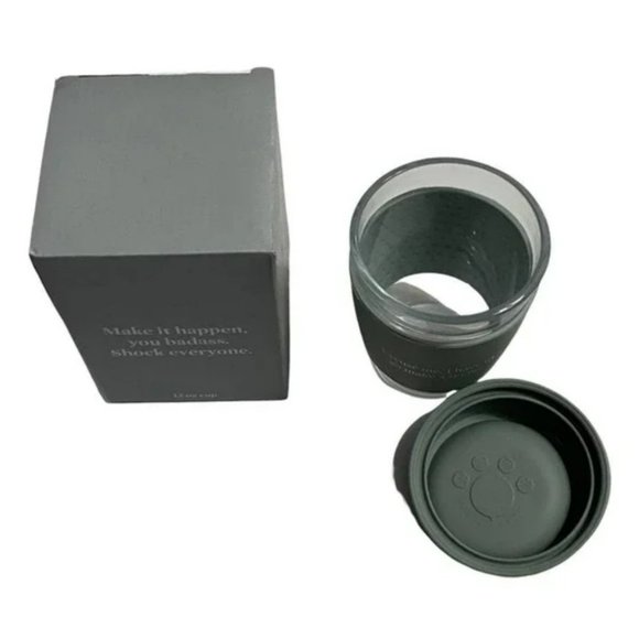 EXCUSE ME, I HAVE TO GO MAKE A SCENE 12oz Glass Travel Cup Mug with Cover NEW - Picture 2 of 4